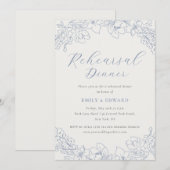 Delicate Blue Floral Wedding Rehearsal Dinner Einladung (Vorne/Hinten)