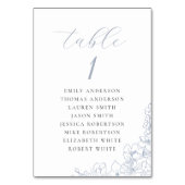 Delicate Blue Floral Wedding Seating Chart Tischnummer (Vorderseite)