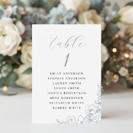 Delicate Blue Floral Wedding Seating Chart Tischnummer