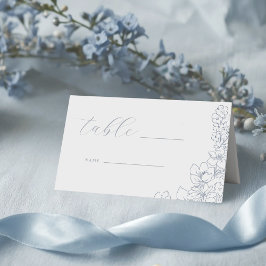 Delicate Blue Floral Wedding Table Platzkarte