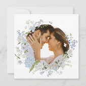 Delicate Blue Floral Wreath Wedding Danke Card (Vorderseite)
