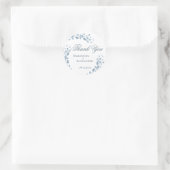 Delicate Blue Floral Wreath Wedding Vielen Dank Runder Aufkleber (Tasche)