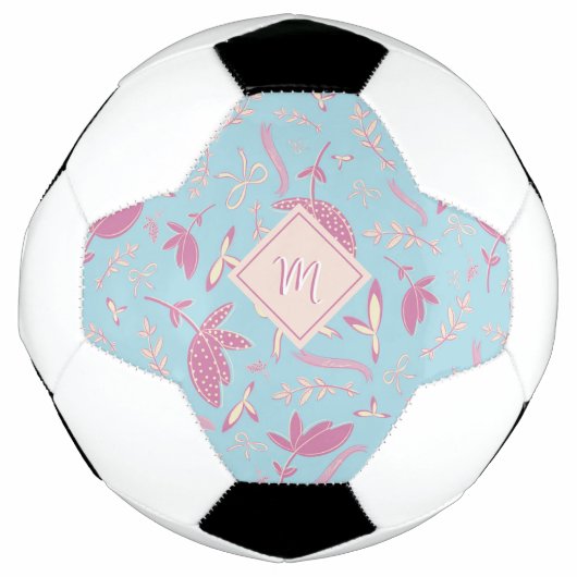 Delicate Blue Florals und Bows Fußball (Vorderseite)