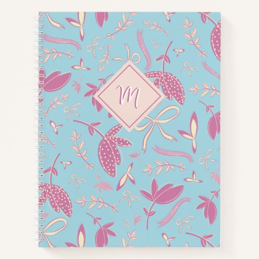 Delicate Blue Florals und Bows Notizblock (Vorderseite)