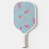 Delicate Blue Florals und Bows Pickleball Schläger (Rückseite)