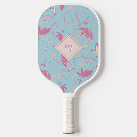 Delicate Blue Florals und Bows Pickleball Schläger (Vorderseite)