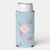 Delicate Blue Florals und Bows Selters Dosenkühler (Seltzer Vorderseite)