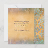 Delicate Blue Grunge Damask Lace Wedding Einladung (Rückseite)