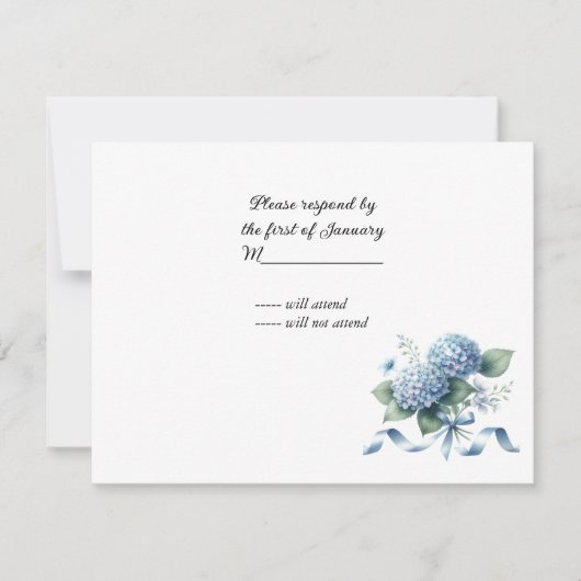 Delicate Blue Hydrangea Wedding RSVP Karte (Vorderseite)