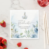 Delicate Blue Watercolor Floral Anchors Graduation Serviette (Beispiel)