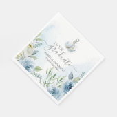 Delicate Blue Watercolor Floral Anchors Graduation Serviette (Ecke)