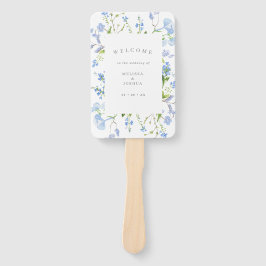 Delicate Blue Watercolor Floral Wedding Program Fächer
