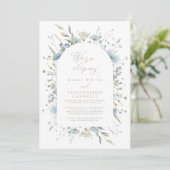 Delicate Blue Wildflowers Elopement Reception Einladung (Stehend Vorderseite)