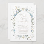 Delicate Blue Wildflowers Elopement Reception Einladung (Vorne/Hinten)