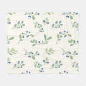 Delicate Blueberry Eucalyptus Pattern Fleecedecke (Vorderseite (Horizontal))