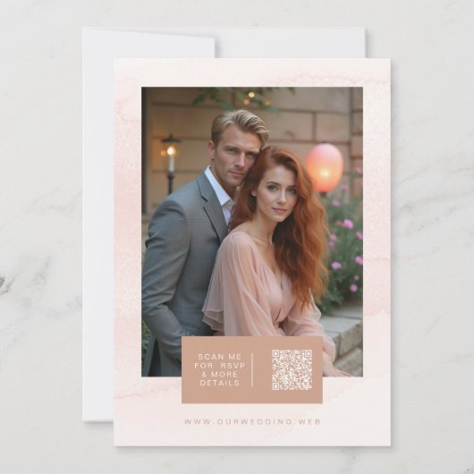 Delicate Blush Glitter Christian Cross Wedding Einladung (Rückseite)