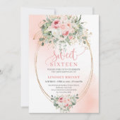 Delicate Blush Rose Gold Sweet 16 Birthday Invitat Einladung (Vorderseite)