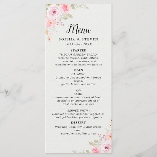 Delicate Blush Roses Wedding Theme Programm (Vorderseite)
