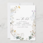 Delicate Boho Earth Tone Wildblume Save the Date Einladung (Vorderseite)