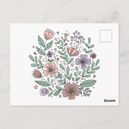 Delicate Boho Floral Card Postkarte (Rückseite)