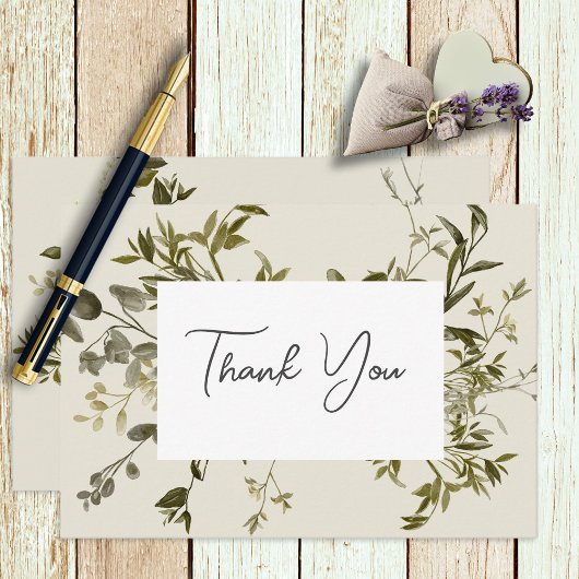 Delicate Boho Greenerity Wedding Dankeschön Card Dankeskarte