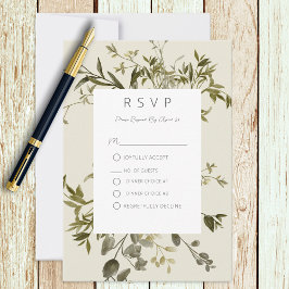 Delicate Boho Greenerity Wedding RSVP Karte