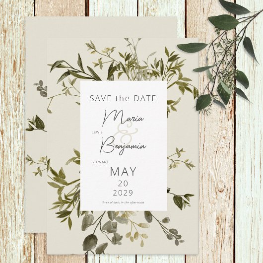 Delicate Boho Greenerity Wedding Save The Date