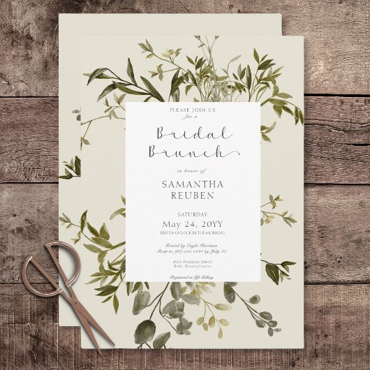 Delicate Boho Greenery Bridal Brunch Einladung