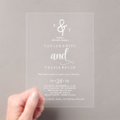 Delicate Boho Monogram Acrylic Wedite Einladung (Insitu (Handheld))