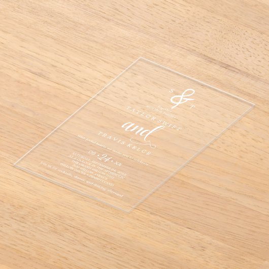 Delicate Boho Monogram Acrylic Wedite Einladung (Ablage )