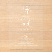 Delicate Boho Monogram Acrylic Wedite Einladung (Vorderseite)