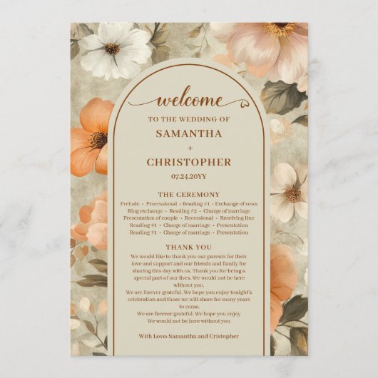 Delicate Boho Terracotta Beige Olive Sage Program Programm (Vorderseite)