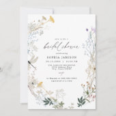 Delicate Boho Wildblume Butterfly Brautparty Einladung (Vorderseite)