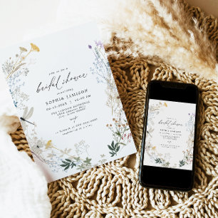 Delicate Boho Wildblume Butterfly Brautparty Einladung