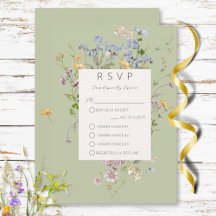 Delicate Boho Wildblumen Grün Drei Abendessen