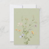 Delicate Boho Wildflowers Green QR Code Wedding RSVP Karte (Rückseite)