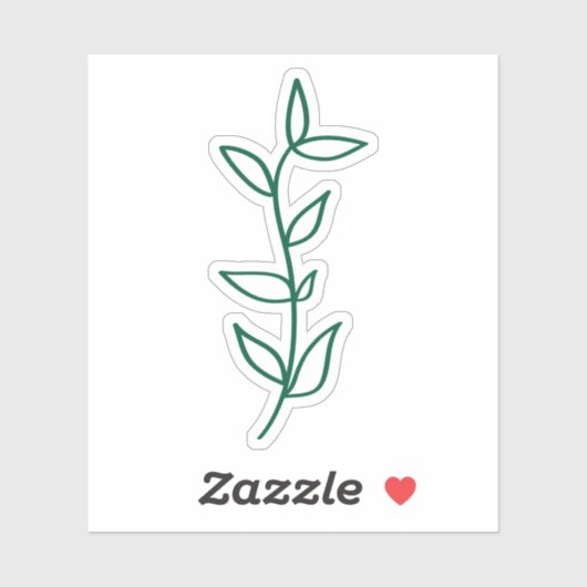 Delicate Botanical Leaf Design Green Line Art  Aufkleber (Blatt)