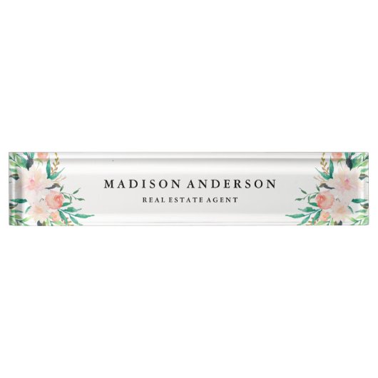 Delicate Bouquet Desk Name Plate Namensplakette (Vorderseite)