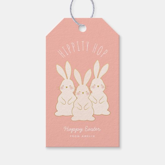 Delicate Bunnies Personalisierte Ostergeschenke Geschenkanhänger (Vorderseite)