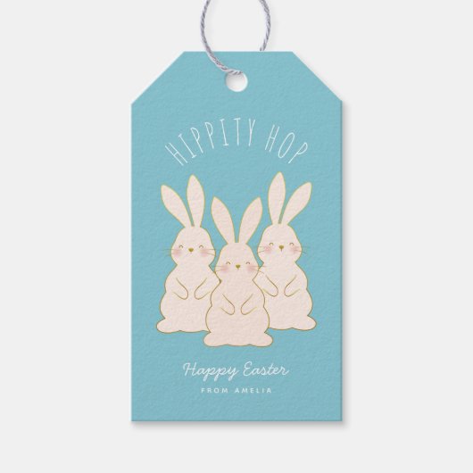 Delicate Bunnies Personalisierte Ostergeschenke Geschenkanhänger (Vorderseite)