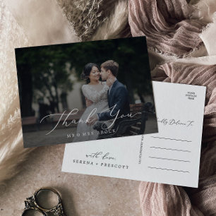 Delicate Calligraphy Dark Foto Overlay Vielen Dank Postkarte