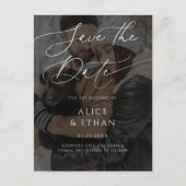 Delicate Calligraphy Photo Wedding Save the Date Einladungspostkarte (Vorderseite)