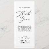 Delicate Calligraphy Tee Vielen Dank Empfang Card Menükarte (Vorderseite)