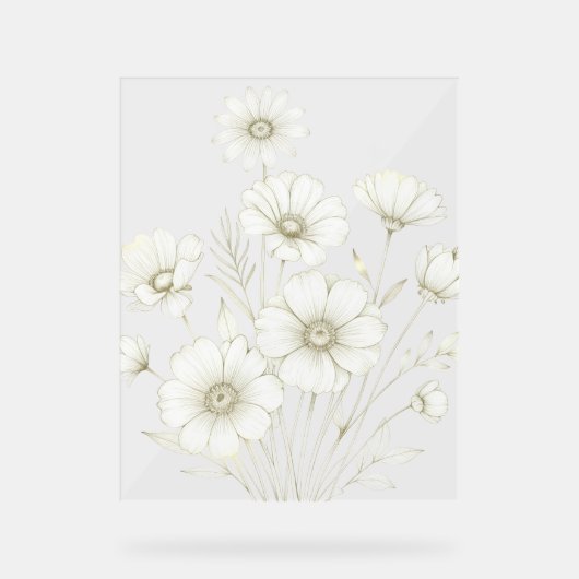 Delicate Cosmos Bouquet Line Art Grace Acrylschild (Vorderseite)