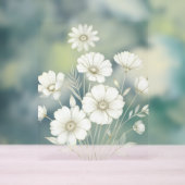 Delicate Cosmos Bouquet Line Art Grace Acrylschild (Neutral)