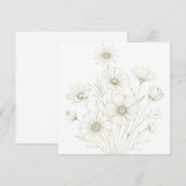 Delicate Cosmos Bouquet Line Art Grace Einladung (Vorne/Hinten)