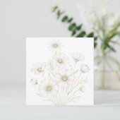 Delicate Cosmos Bouquet Line Art Grace Einladung (Stehend Vorderseite)