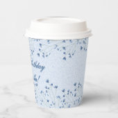 Delicate Dark Blue Wildblumen Geburtstagsparty Pappbecher (Links)