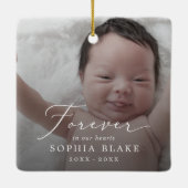 Delicate Dark Overlay Foto Baby Memorial Keramikornament (Rückseite)