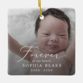 Delicate Dark Overlay Foto Baby Memorial Keramikornament (Vorderseite)